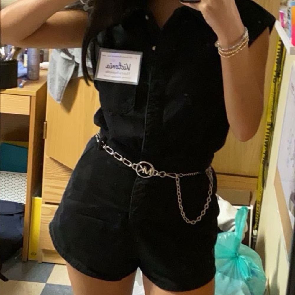 Zara Black Denim Romper